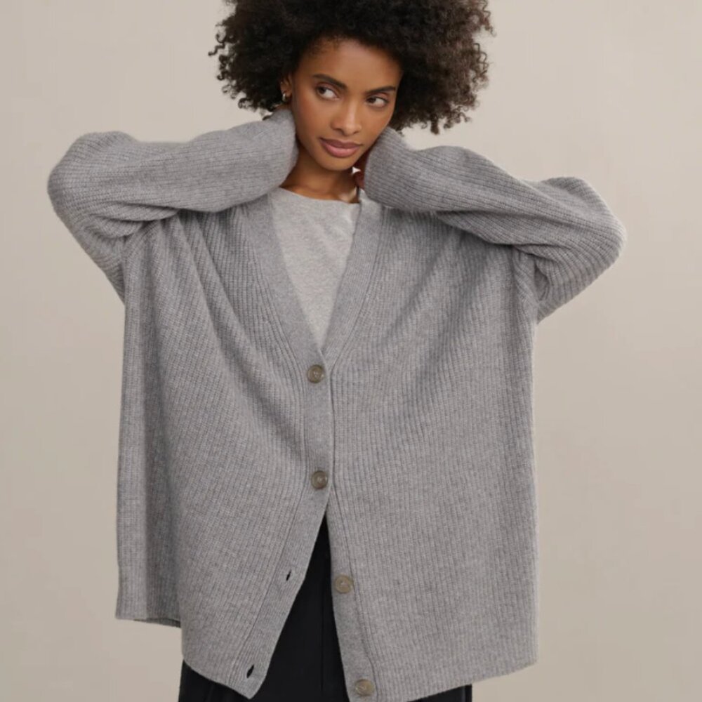 Jenni Kayne Cashmere Cocoon Cardigan in Heather Grey - Size Medium